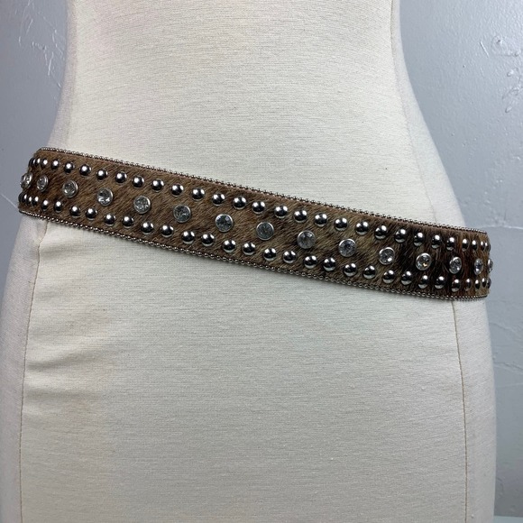 Nocona Western Hair On Bling Bling Rhinestones belt SZ L EUC main image 12